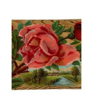 Antique 1911 Ephemera Embossed Posted Signed Postcard Best Wishes Roses Country